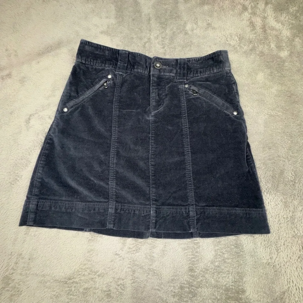 Athleta Suede Mini Skirt Womens 0 Gray Excellent Stretch Zip Pockets 918974